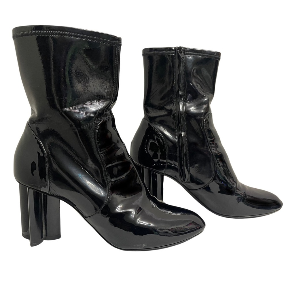 LOUIS VUITTON SILHOUETTE BLACK PATENT BOOTS 39 1/2